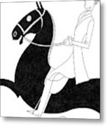 Illustration Of A Woman On A Horse Metal Print