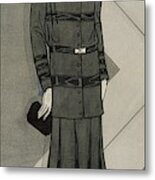 Illustration Of A Woman Wearing A Suit Dress Metal Print