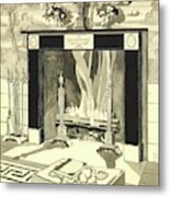 Illustration Of Fireplace Metal Print