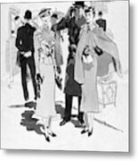 Illustration Of Men And Woman At The Races Metal Print