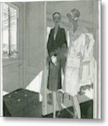 Illustration Of Two Women Traveling Cross-country Metal Print