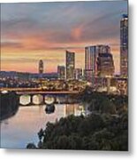 The Austin Skyline On A Summer Evening 1 Metal Print