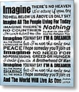 Imagine Song Lyrics - Sky Metal Print