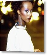 Iman Wearing A Silk Shirt Metal Print