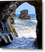 In A Cave By The Sea - Northern Caifornia Metal Print
