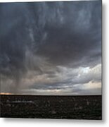 Incoming Storm Over A Cotton Field Metal Print