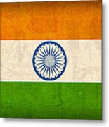 India Flag Vintage Distressed Finish Metal Print