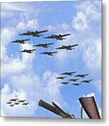 Indian 841 And The B-17 Panoramic Metal Print