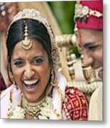 Indian Bride And Groom In Traditional Clothing Metal Print