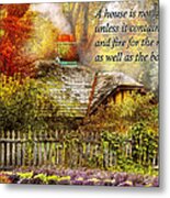 Inspirational - Home Is Where It's Warm Inside - Ben Franklin Metal Print