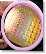 Integrated Circuits On Silicon Wafer Metal Print