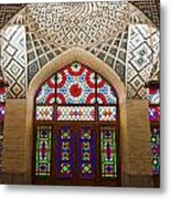 Interior Of The Winter Prayer Hall Of The Nazir Ul Mulk Mosque In Shiraz Iran Metal Print