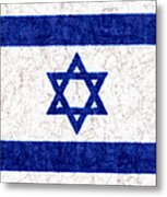 Israel Star Of David Flag Batik Metal Print