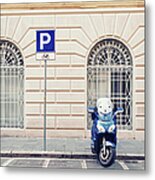 Italian Scooter Parked On The Street Metal Print