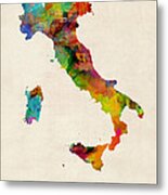 Italy Watercolor Map Italia Metal Print
