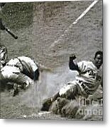 Jackie Robinson Sliding Home Metal Print