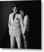 Jessica Walter Posing With A Male Model Metal Print