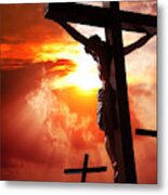 Jesus Christ Crucified On The Cross Metal Print