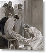 Jesus Washing The Feet Of His Disciples Metal Print