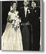 John F Kennedy And Jacqueline On Wedding Day Metal Print