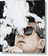 John F Kennedy Cigar And Sunglasses Metal Print
