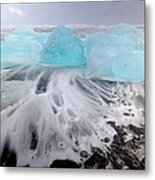 Jokulsarlon, Icebergs Washed Onto Shore Metal Print