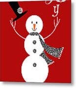 Joyful Snowman Metal Print