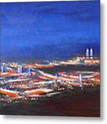 K L Skyline At Night Metal Print