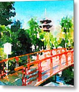 Kawasaki Daishi Bridge And Five-storied Pagoda Metal Print