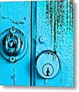 Key Hole And Doorbell Metal Print