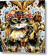 Kitty Wooden Pin Metal Print