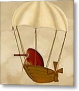 Kiwi Bird Kev's Airship Metal Print