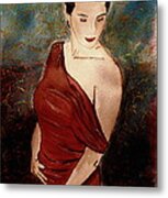 Lady In Red Metal Print