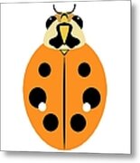 Ladybug Graphic Golden Orange Metal Print
