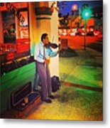 Laguna Beach Street Violinist Metal Print