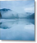 Lake Surrounded By Mountains And Forest Metal Print