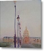 Lamp Post In Front Of Dome Church, 2010 Oil On Canvas Metal Print
