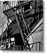 Landings And Ladders In Black And White Metal Print