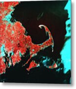 Landsat Infrared Image Of Cape Cod Metal Print