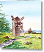 Landscapes Of California Fort Ross Windmill Metal Print