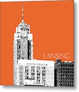 Lansing Michigan Skyline - Coral Metal Print
