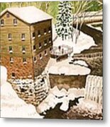 Lantermans Mill In Winter - Mill Creek Park Metal Print