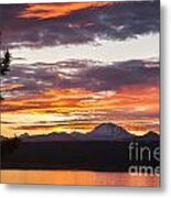 Lassen Peak Lake Sunset Metal Print