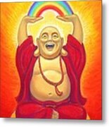 Laughing Rainbow Buddha Metal Print