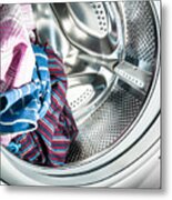 Laundry Inside A Washing Machine Drum Metal Print