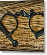 Law Enforcement - Antique Handcuffs Metal Print