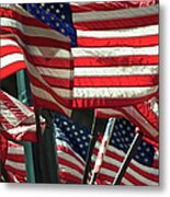 Layers Of American Flags Wave In Bright Metal Print