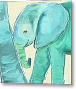 Leaning Baby Elephant Metal Print