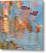 Leaves Real And Reflected Metal Print