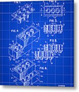 Lego Patent 1958 - Blue Metal Print
